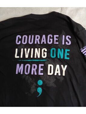 Til Valhalla Project T-Shirt Large Courage is Living One More Day semicolon
